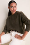 Olive Cable Knit Boyfriend Colin Crewneck