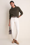 Olive Cable Knit Boyfriend Colin Crewneck