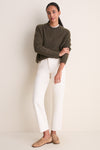 Olive Cable Knit Boyfriend Colin Crewneck