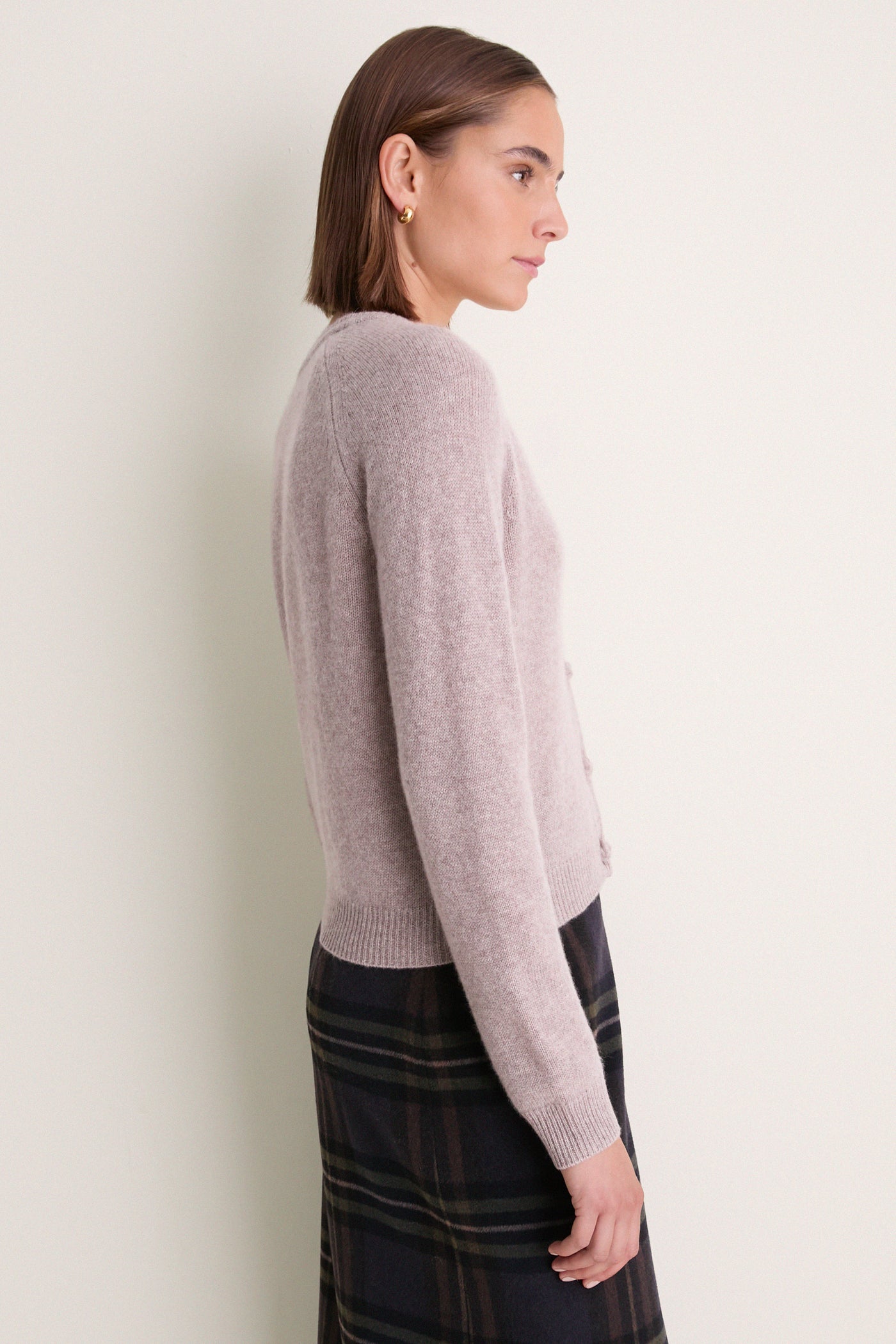 Wheat Cashmere Knot Button Phoebe Cardigan