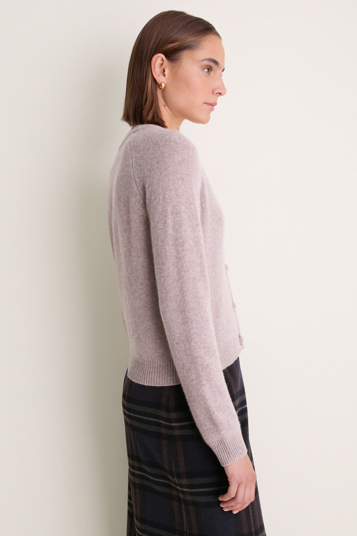 Wheat Cashmere Knot Button Phoebe Cardigan