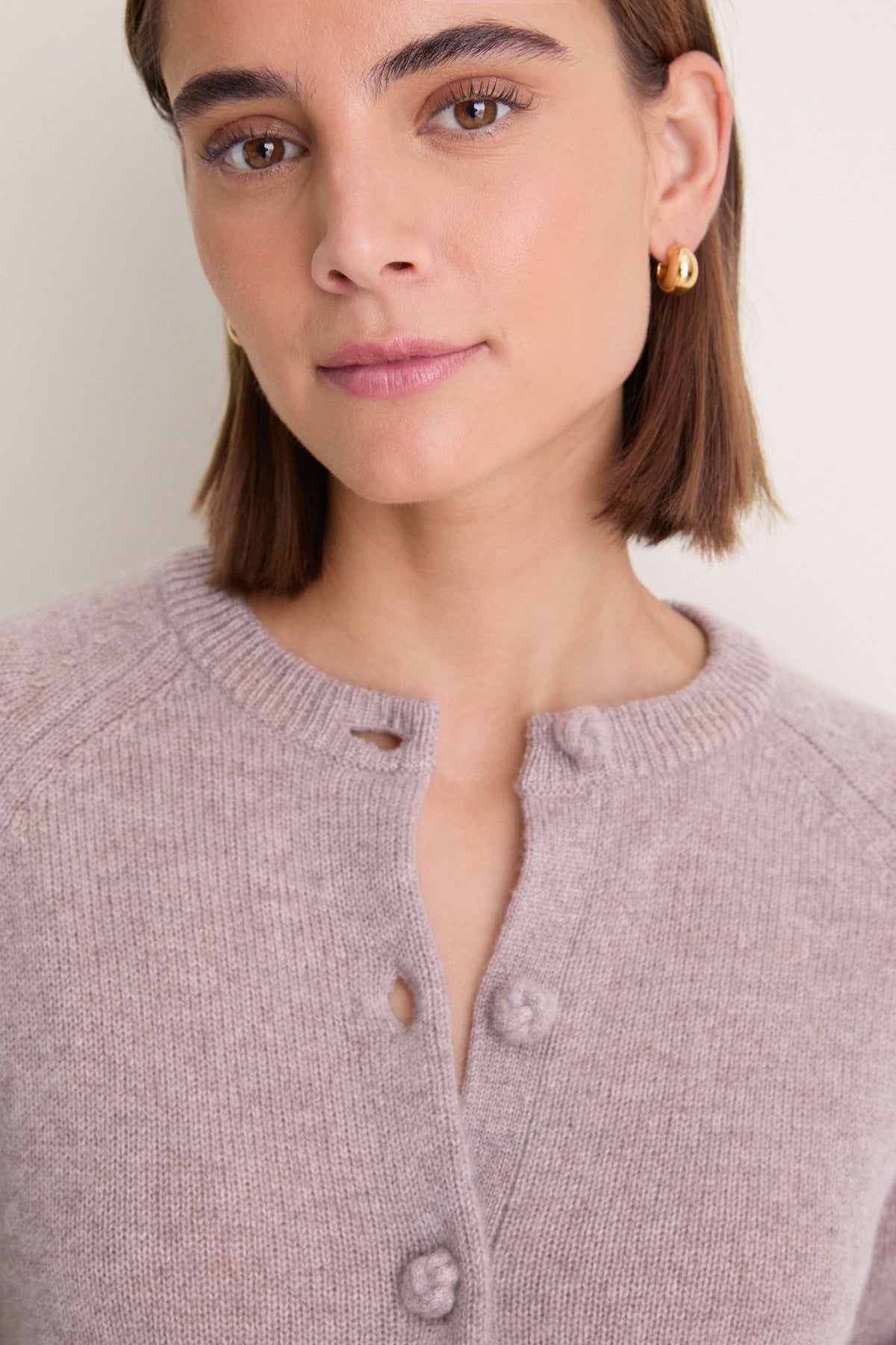 Wheat Cashmere Knot Button Phoebe Cardigan