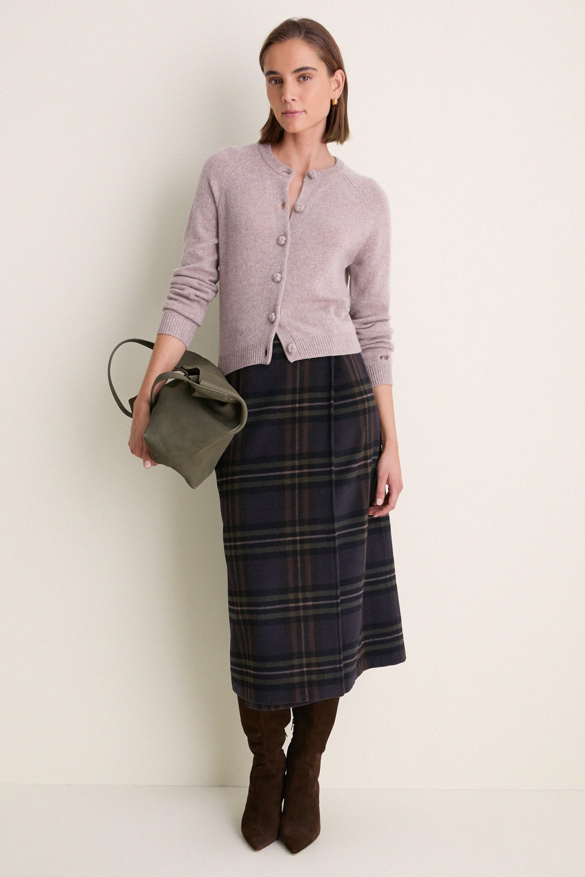 Wheat Cashmere Knot Button Phoebe Cardigan