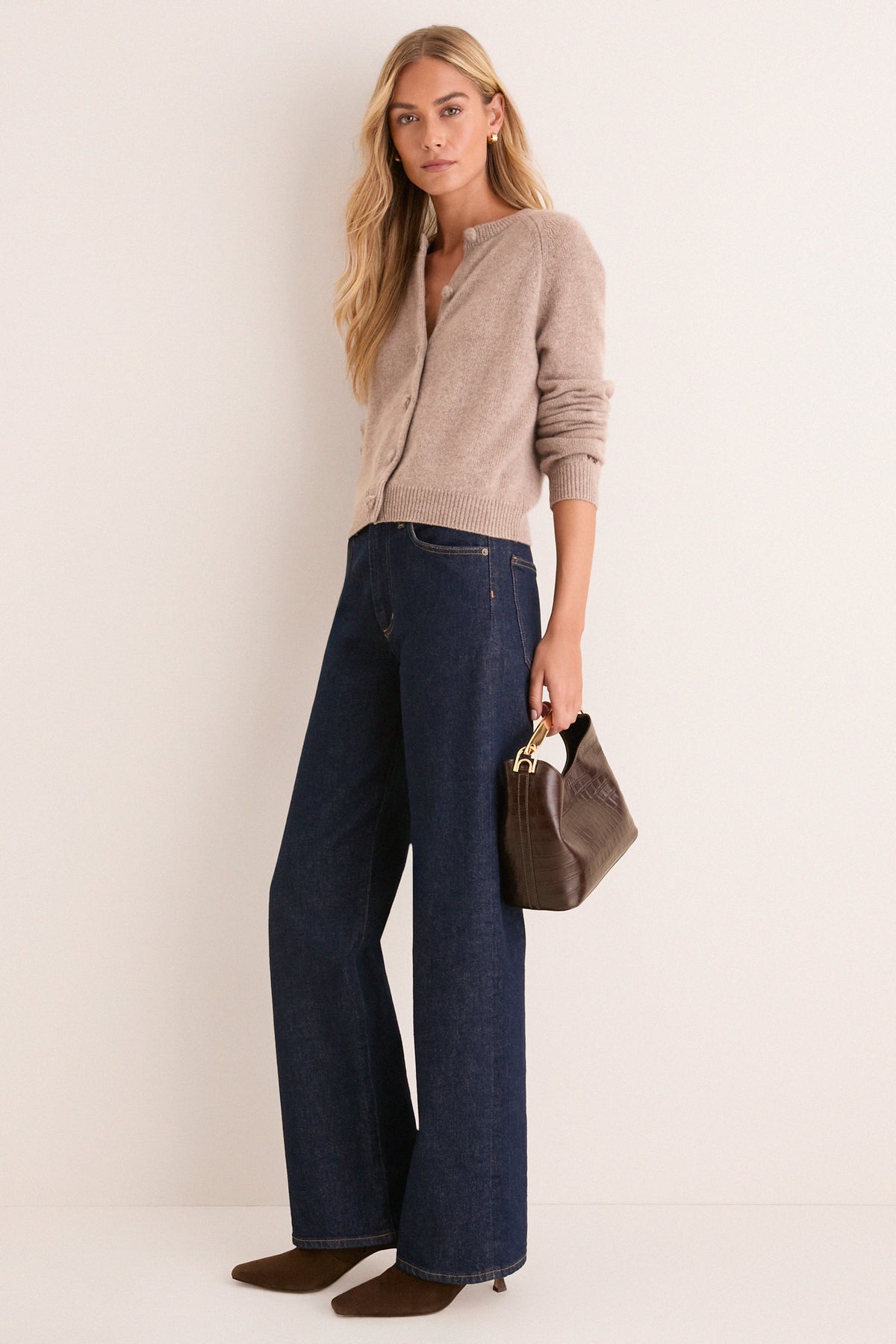Wheat Cashmere Knot Button Phoebe Cardigan