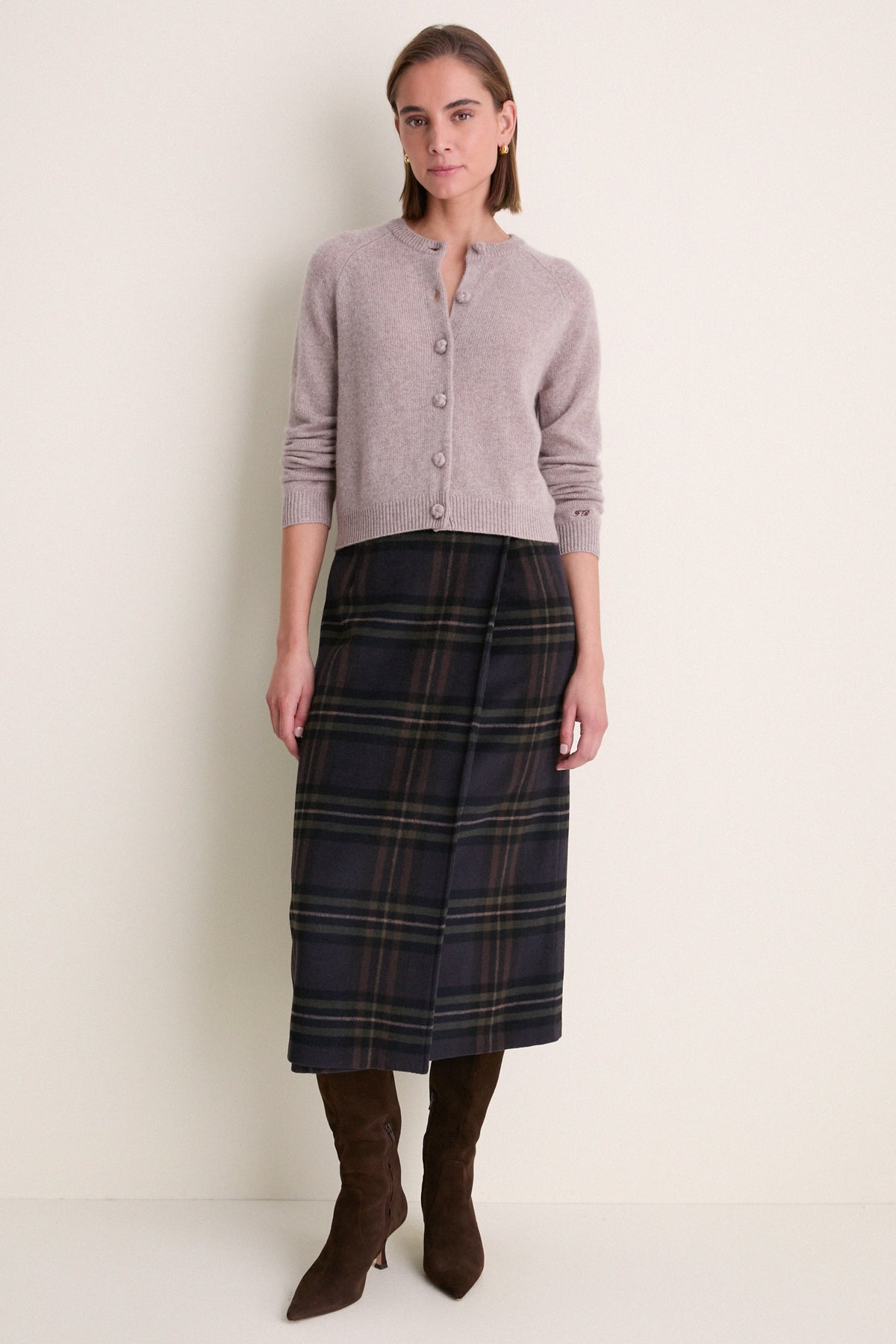 Wheat Cashmere Knot Button Phoebe Cardigan