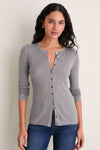 Graphite Cashmere Silk Ribbed Lowell Cardigan