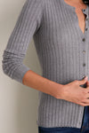 Graphite Cashmere Silk Ribbed Lowell Cardigan