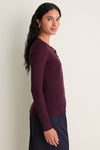 Plum Cashmere Silk Ribbed Lowell Cardigan