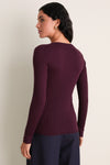 Plum Cashmere Silk Ribbed Lowell Cardigan