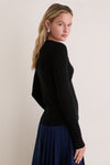 Black Cashmere Silk Ribbed Lowell Cardigan