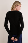 Black Cashmere Silk Ribbed Lowell Cardigan