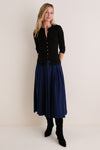 Black Cashmere Silk Ribbed Lowell Cardigan