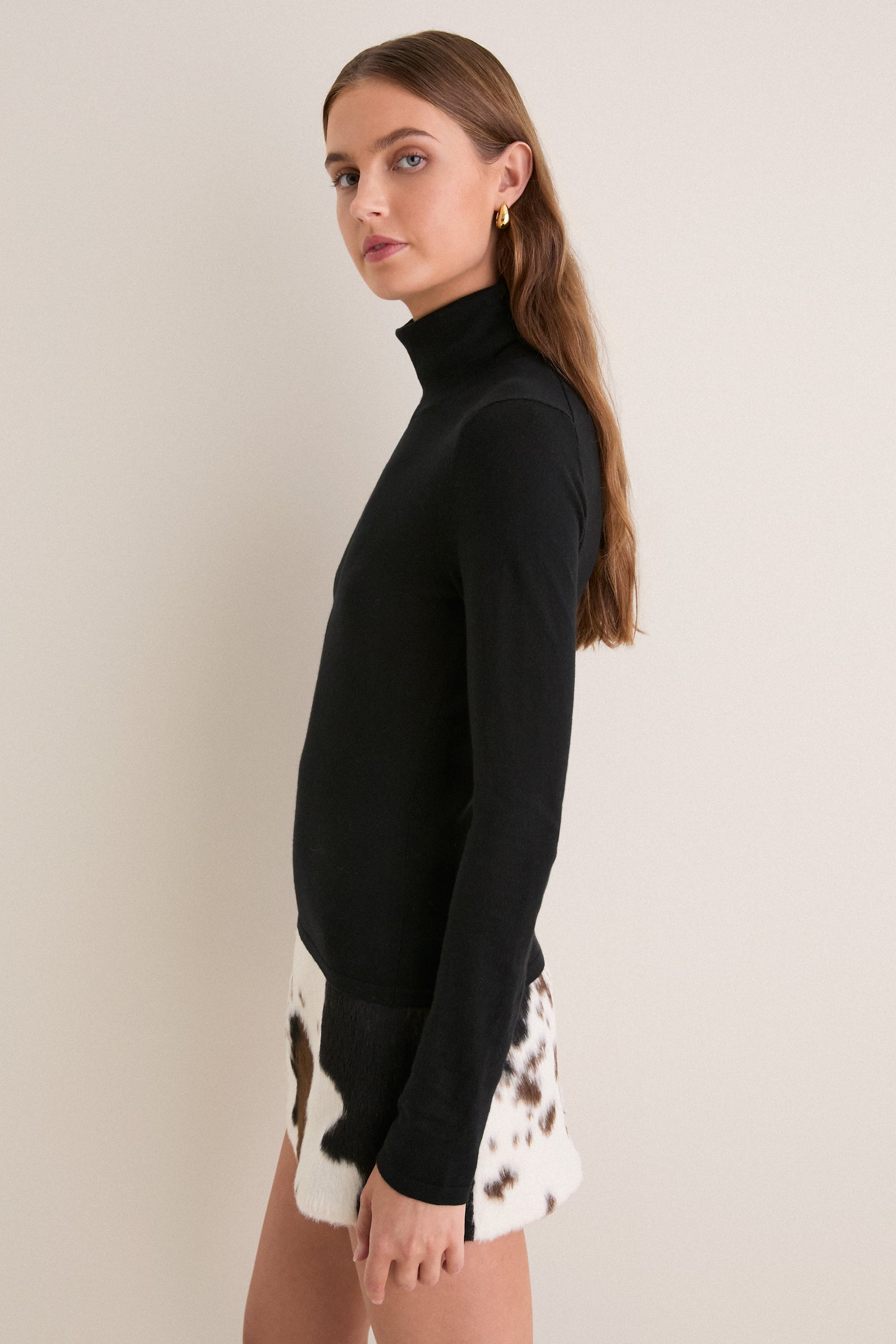 Black Cashmere Silk Tinley Turtleneck