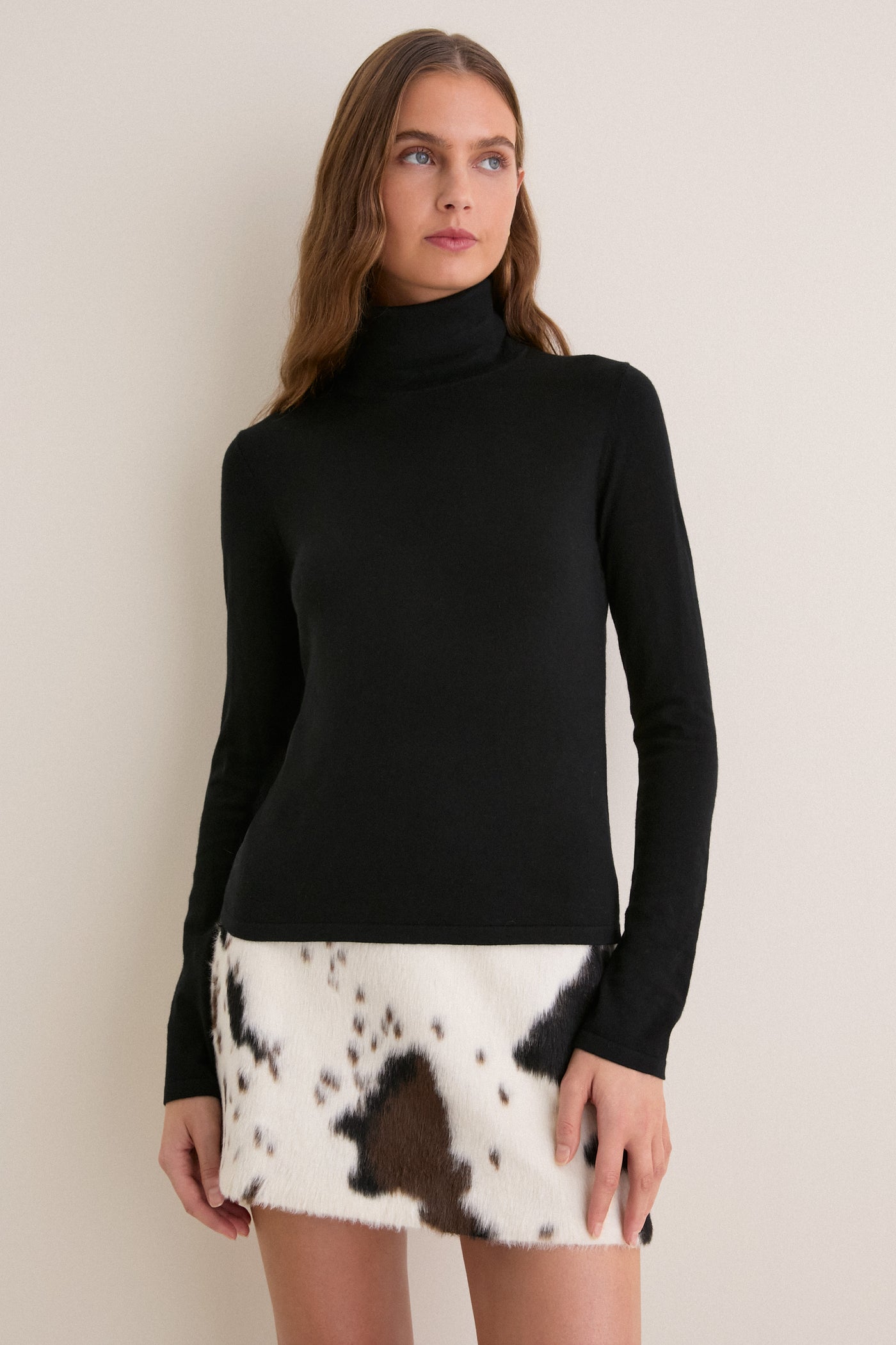 Black Cashmere Silk Tinley Turtleneck