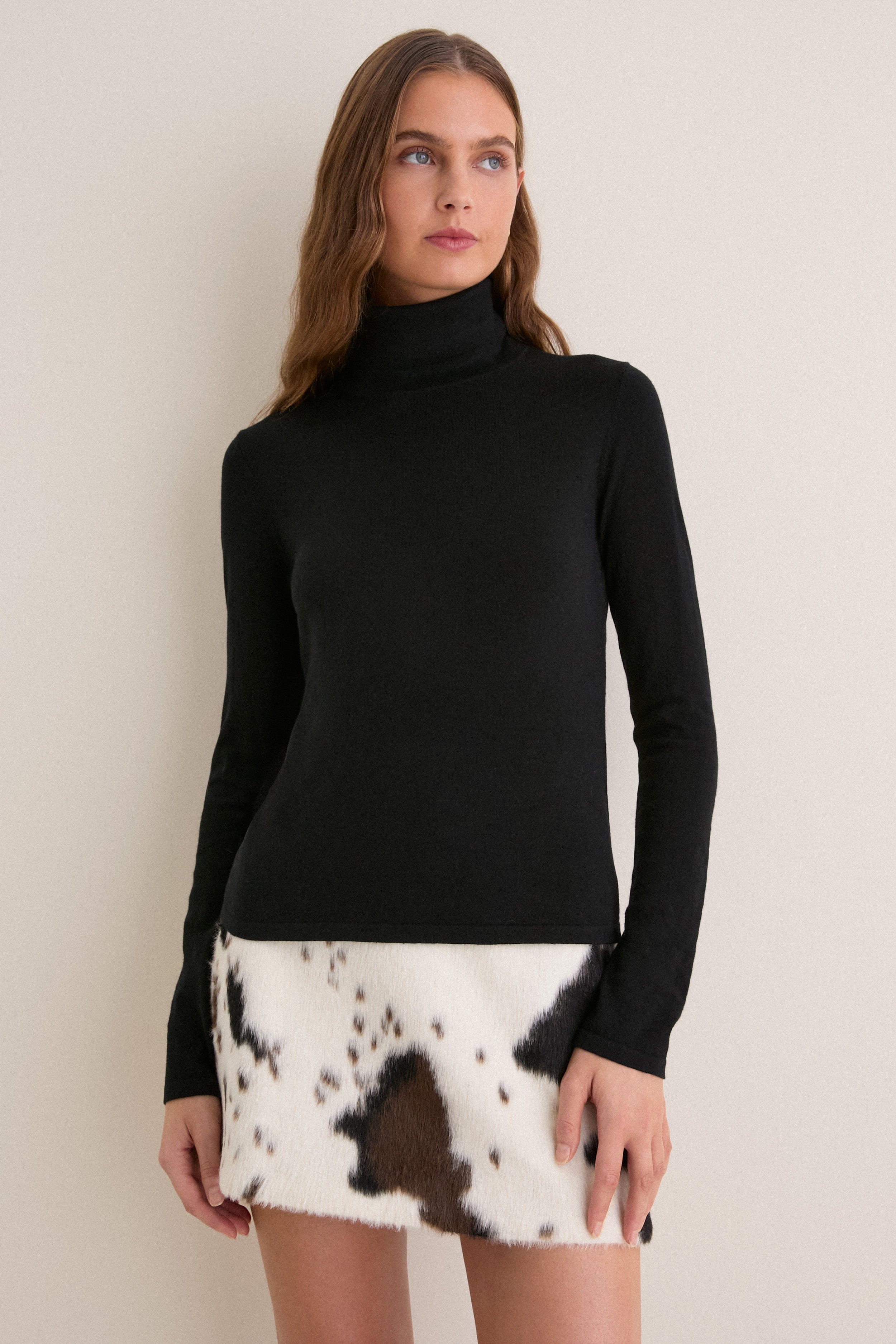 Black Cashmere Silk Tinley Turtleneck