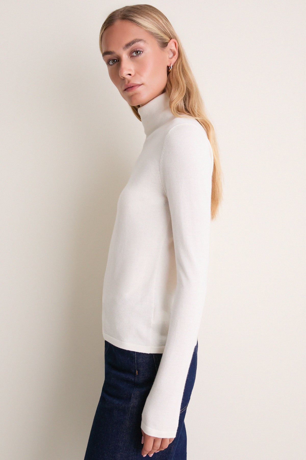 Ivory Cashmere Silk Tinley Turtleneck
