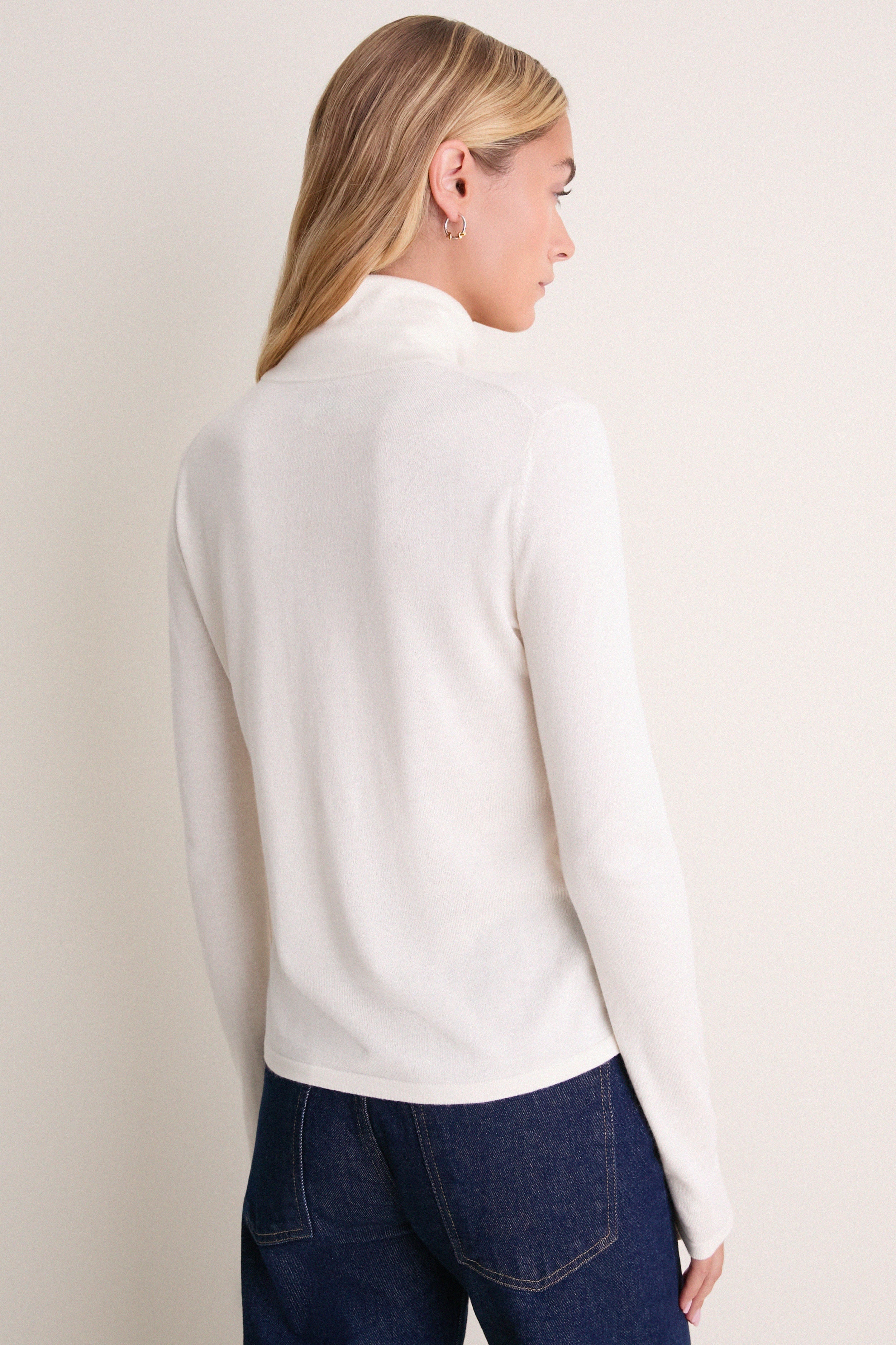 Ivory Cashmere Silk Tinley Turtleneck