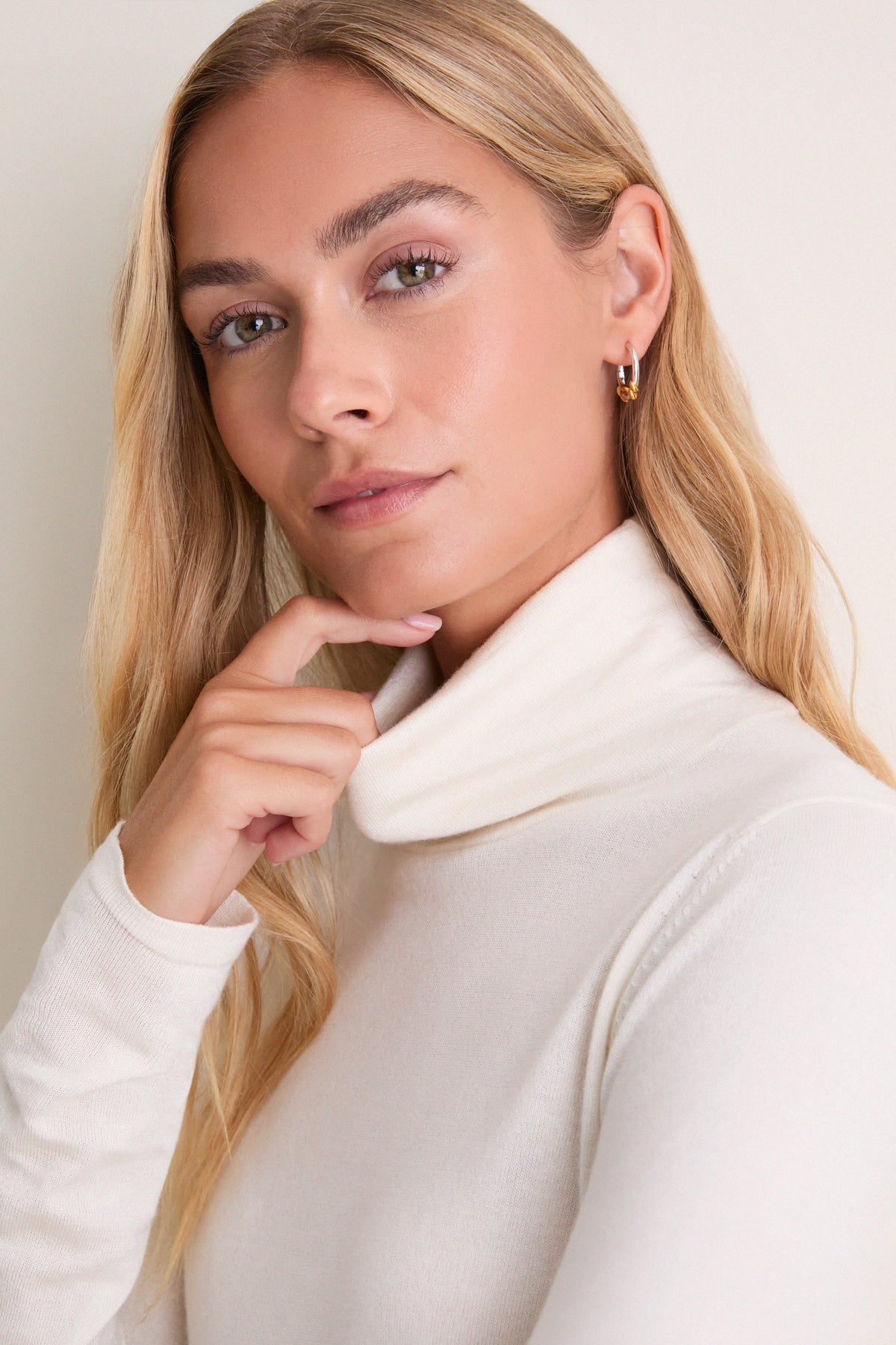 Ivory Cashmere Silk Tinley Turtleneck