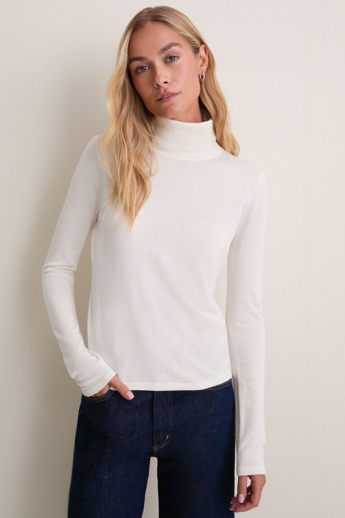 Ivory Cashmere Silk Tinley Turtleneck