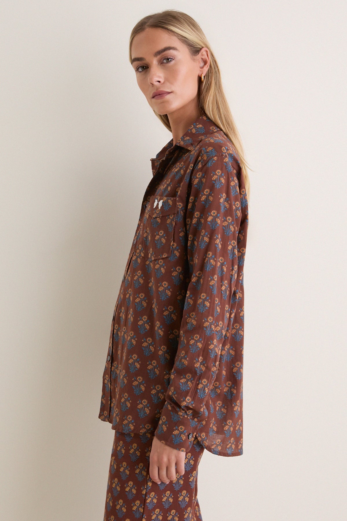 Library Flowers Cocoa Organic Ryan Shirt