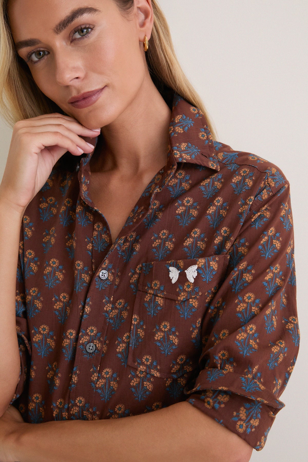Library Flowers Cocoa Organic Ryan Shirt