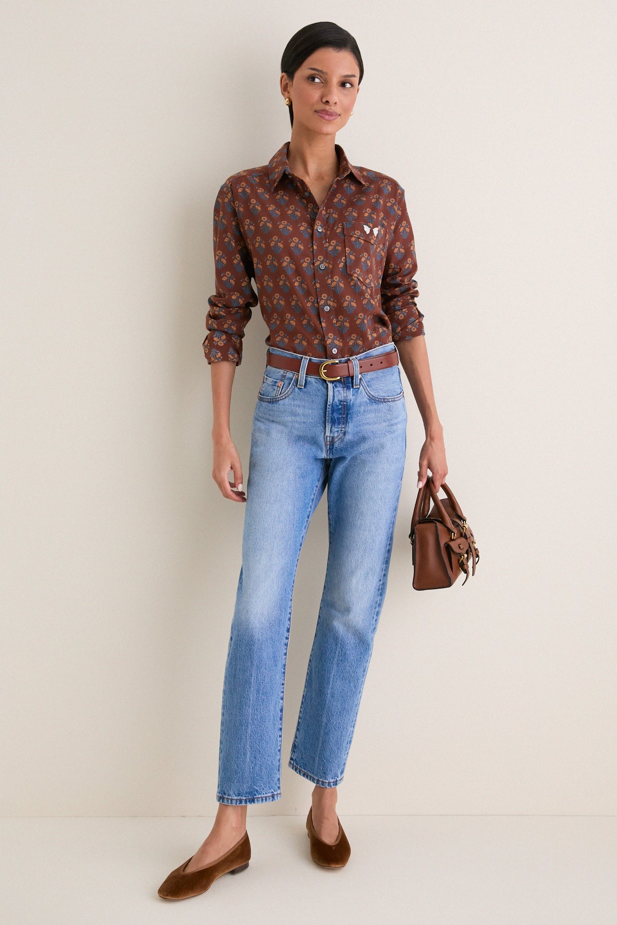 Library Flowers Cocoa Organic Ryan Shirt