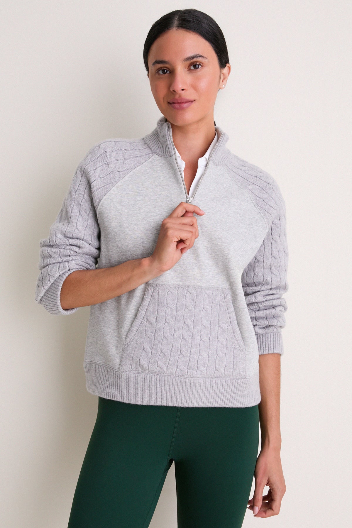 Heather Gray Cable Channing Quarter Zip