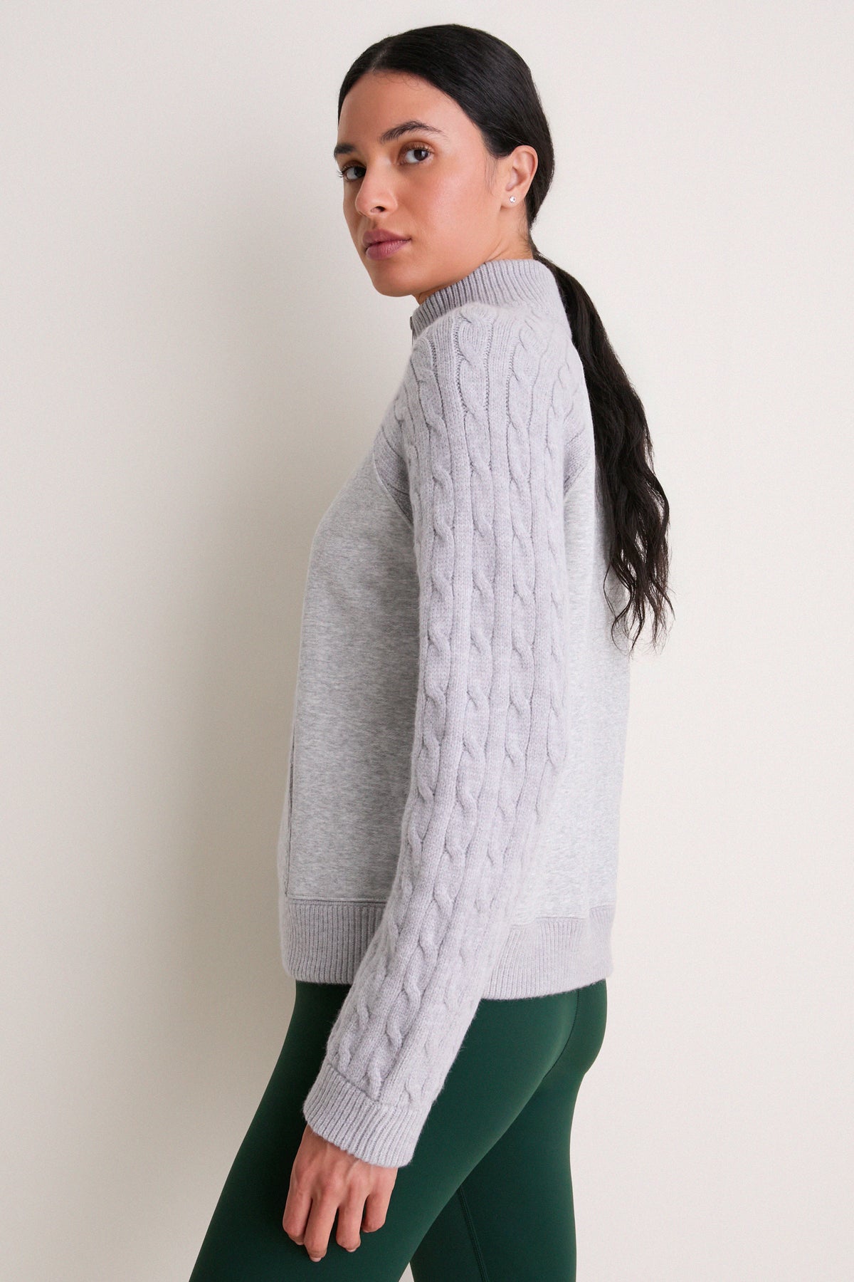Heather Gray Cable Channing Quarter Zip