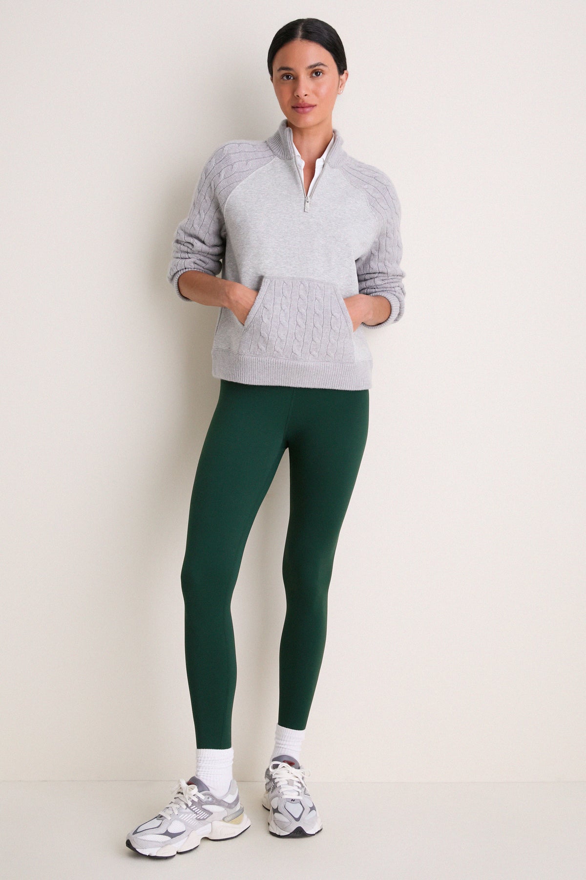 Heather Gray Cable Channing Quarter Zip