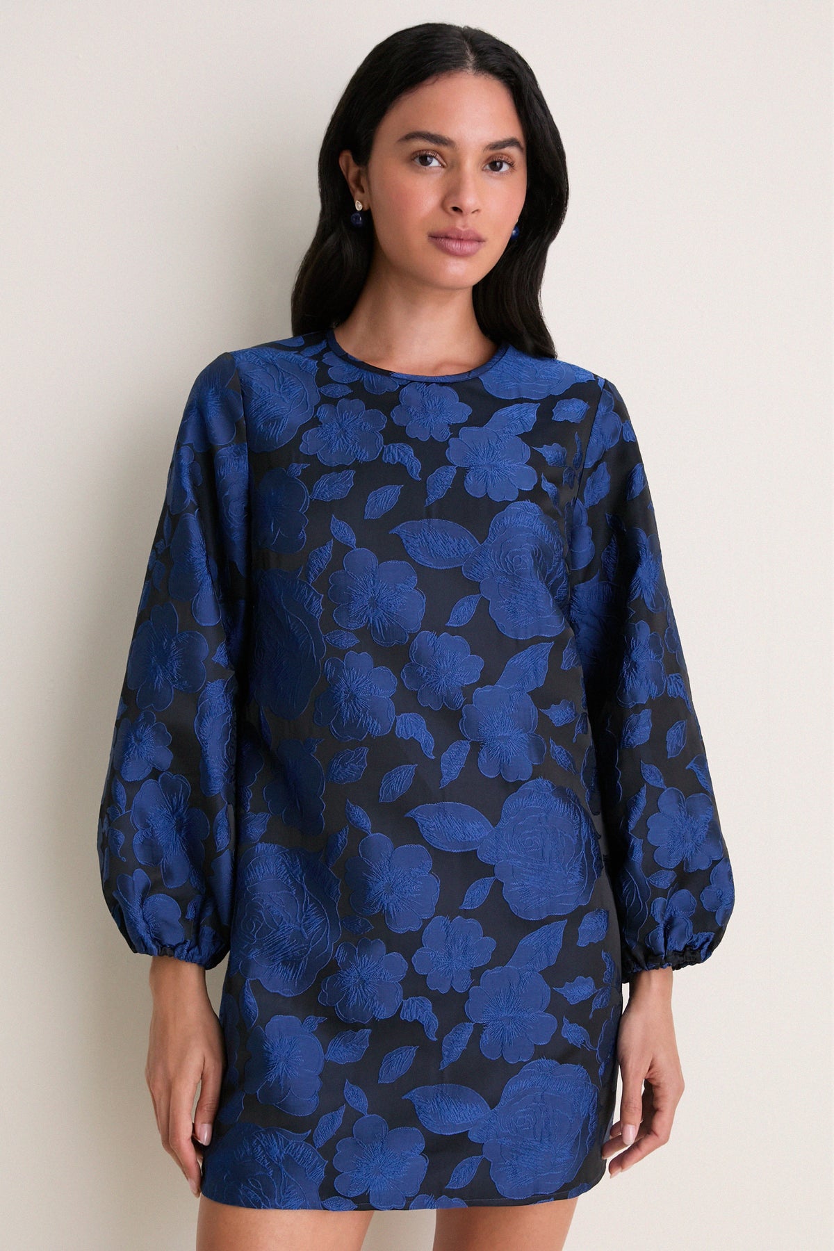 Navy Jacquard Janie Mini Dress