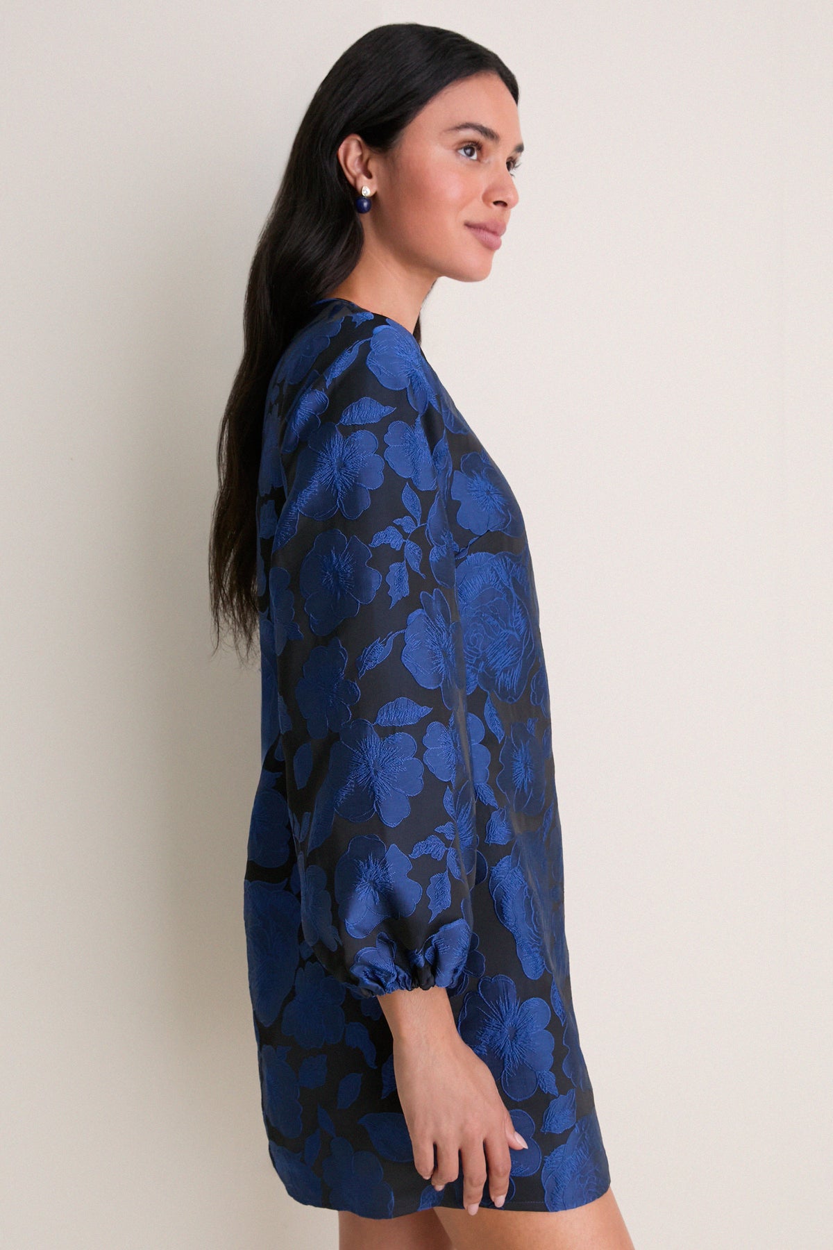 Navy Jacquard Janie Mini Dress