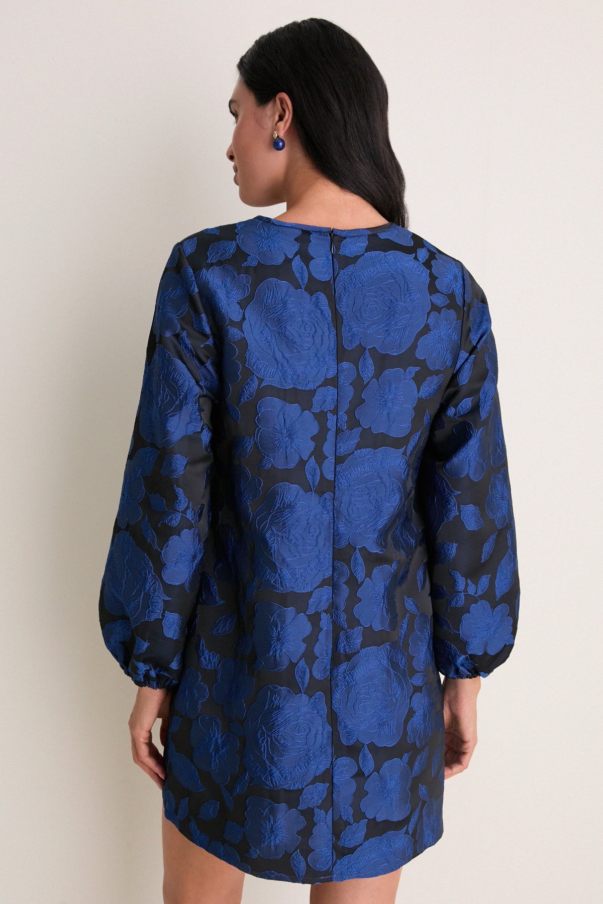 Navy Jacquard Janie Mini Dress