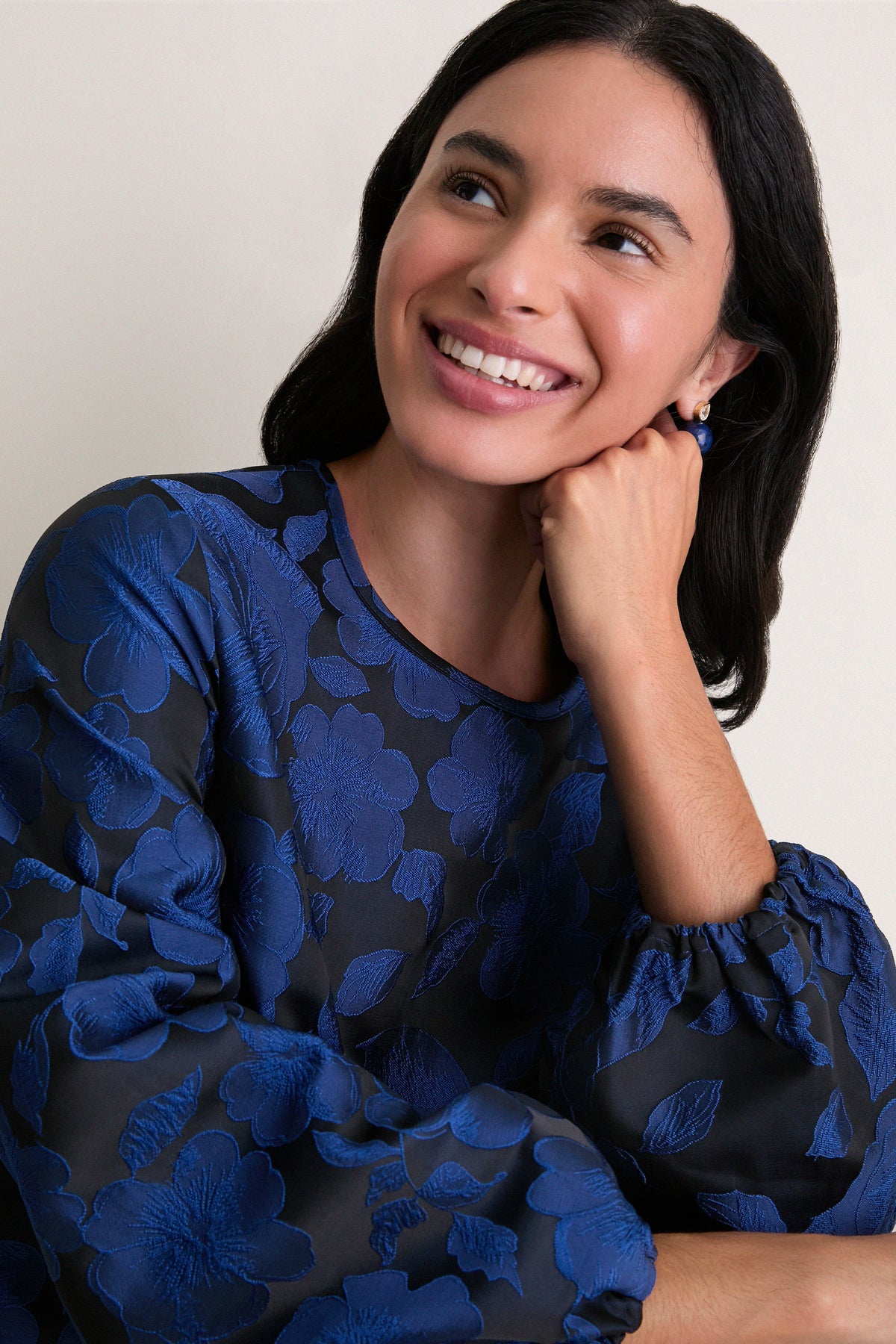Navy Jacquard Janie Mini Dress