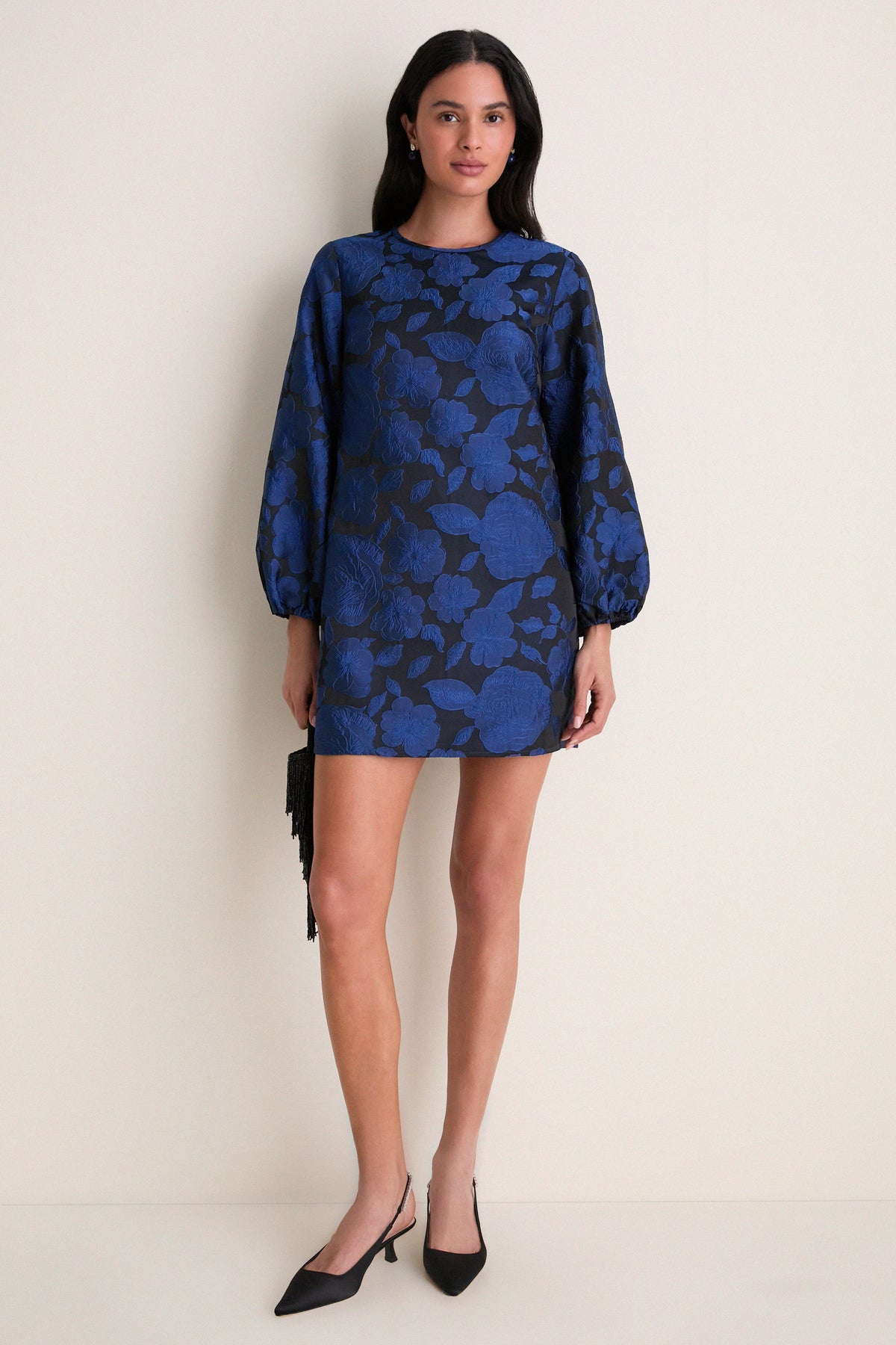 Navy Jacquard Janie Mini Dress