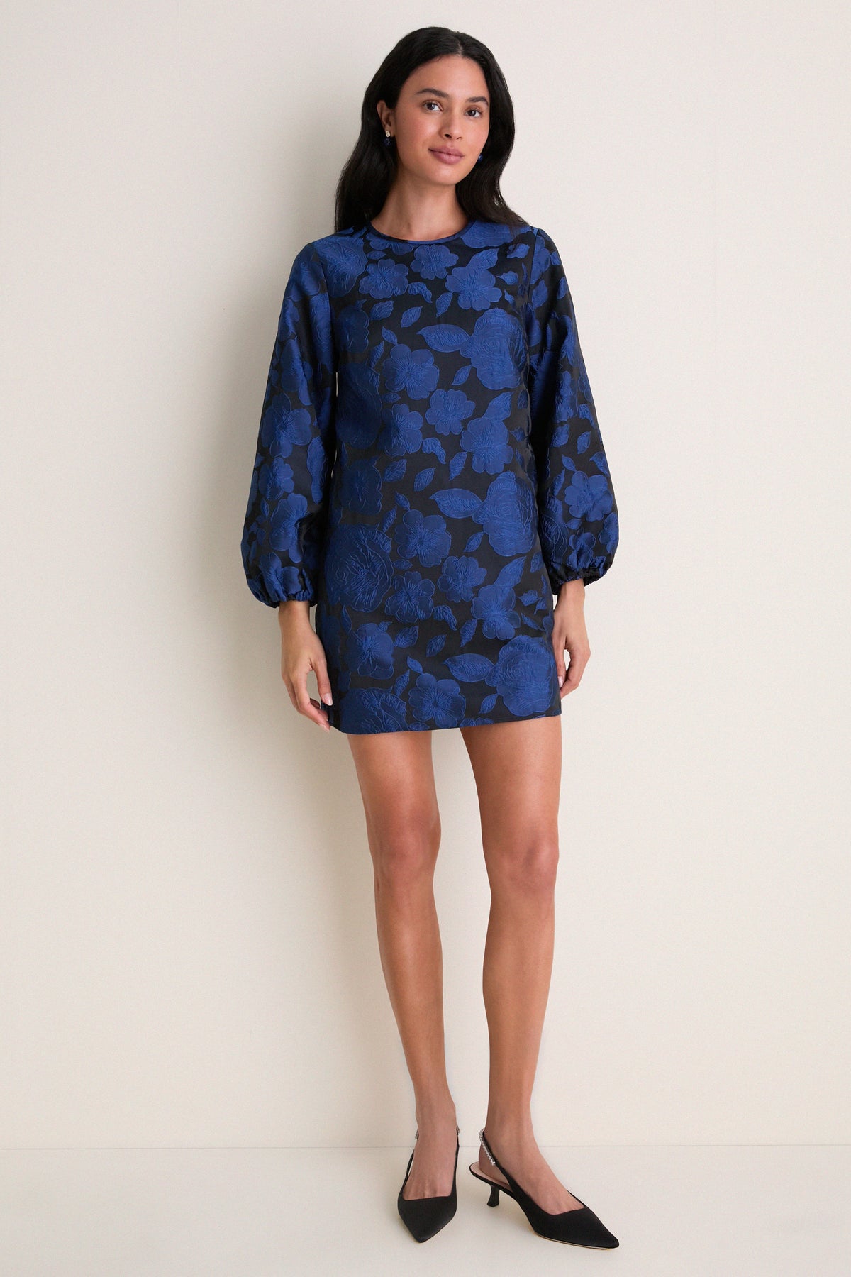 Navy Jacquard Janie Mini Dress