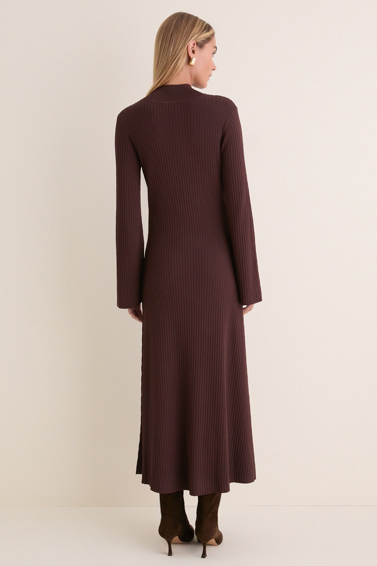 Chocolate Rib Knit Calvin Midi Dress