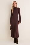 Chocolate Rib Knit Calvin Midi Dress