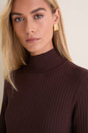 Chocolate Rib Knit Calvin Midi Dress