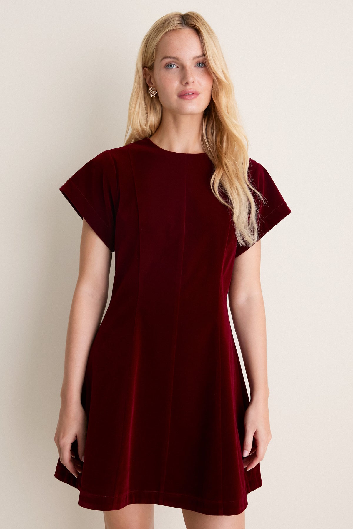 Burgundy Velvet Gwyn Mini Dress