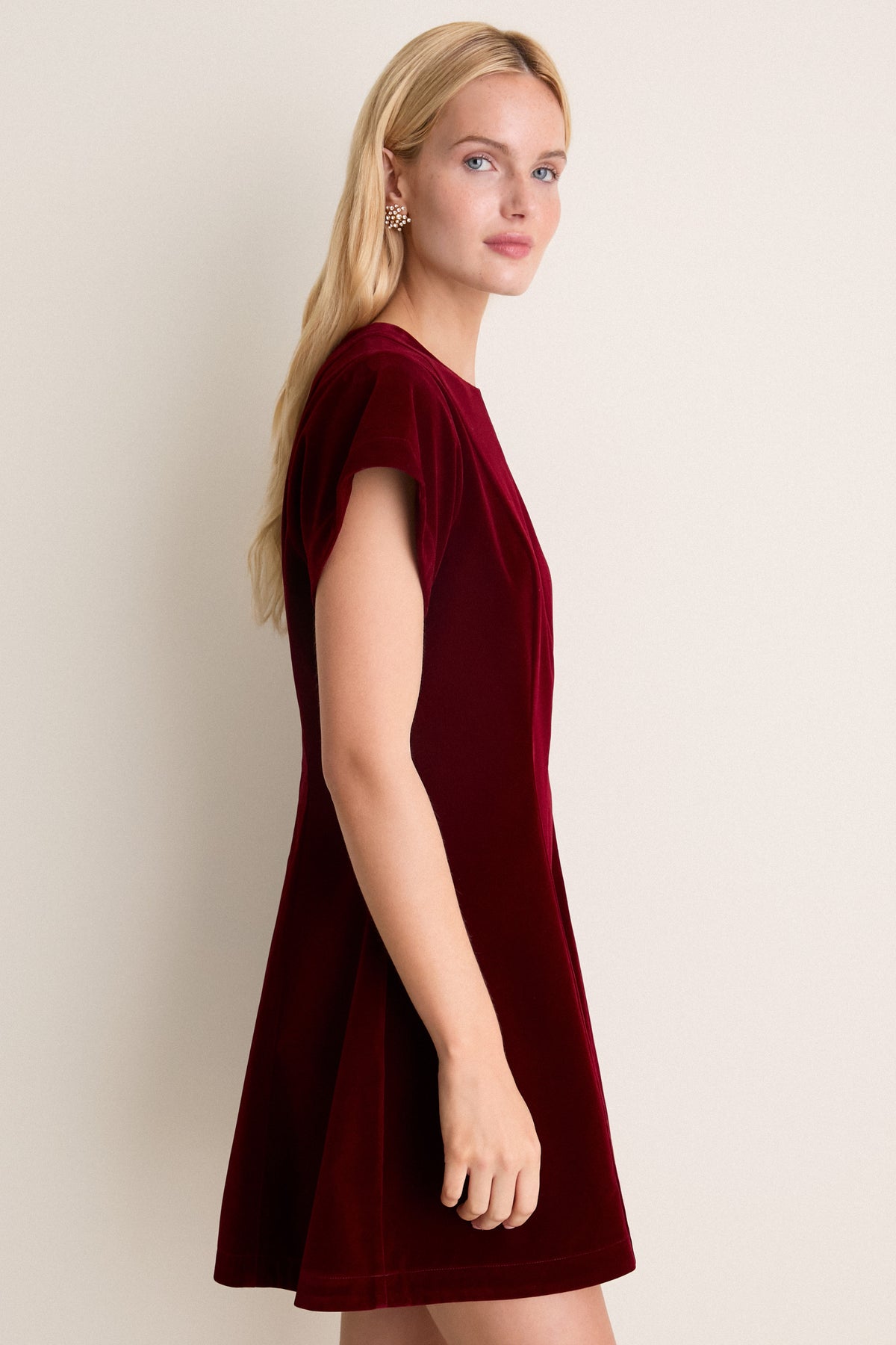 Burgundy Velvet Gwyn Mini Dress