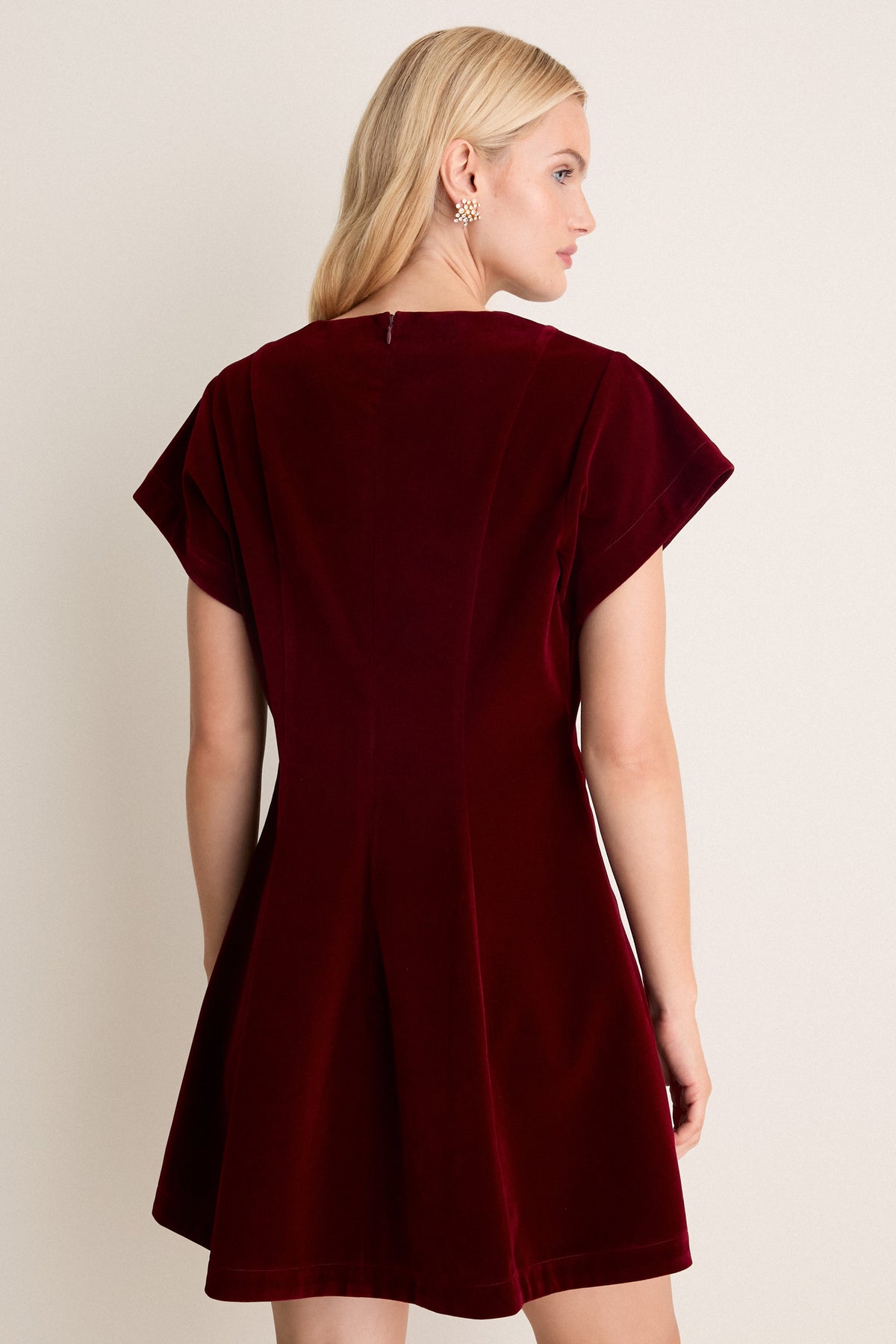 Burgundy Velvet Gwyn Mini Dress