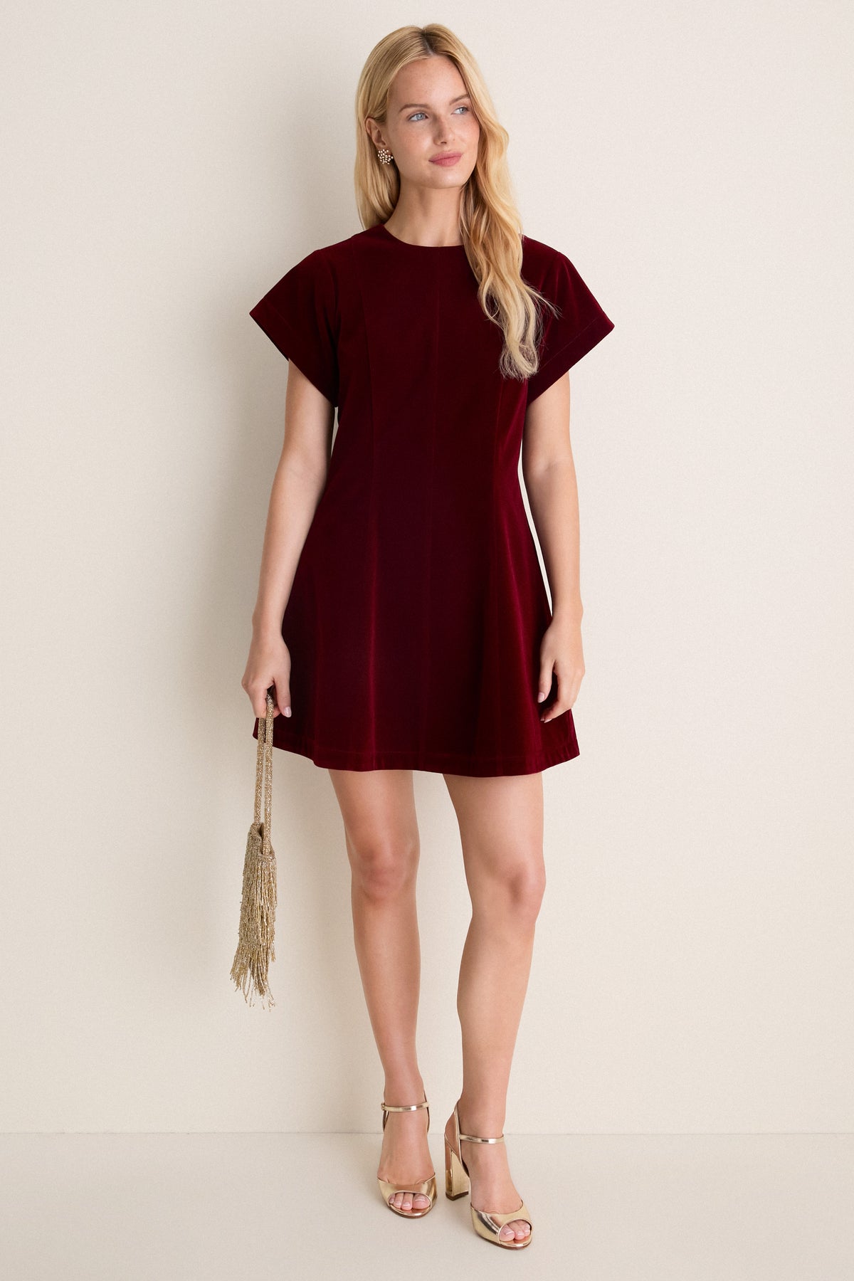 Burgundy Velvet Gwyn Mini Dress