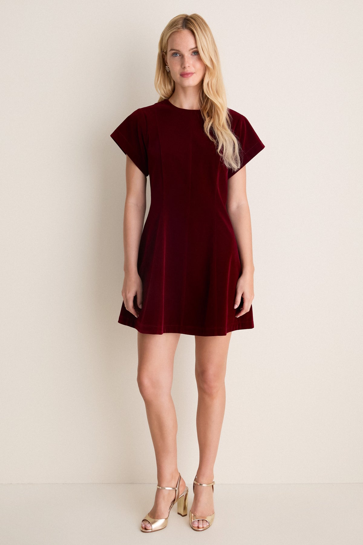 Burgundy Velvet Gwyn Mini Dress