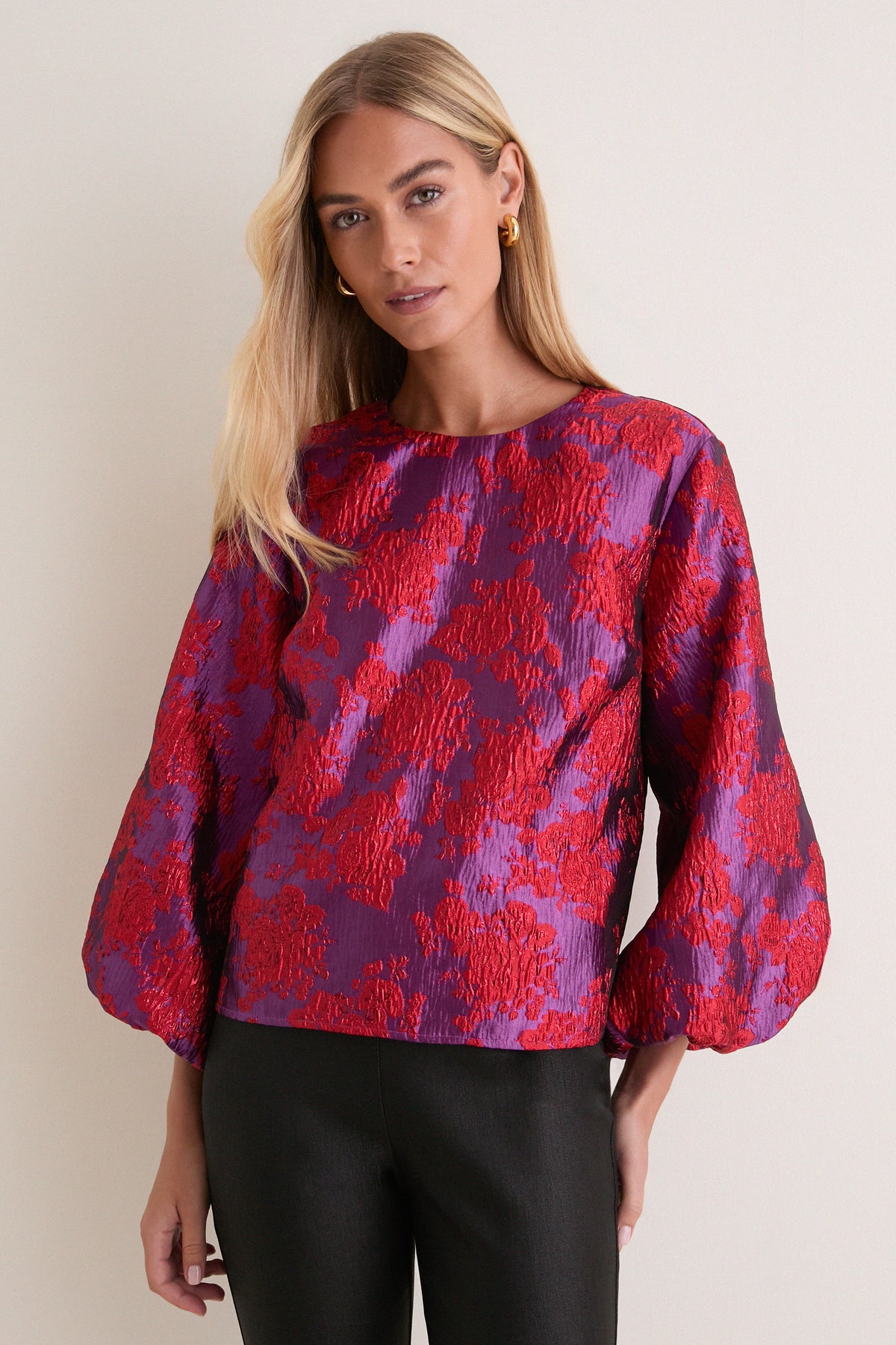 Purple & Red Jacquard Janie Blouse
