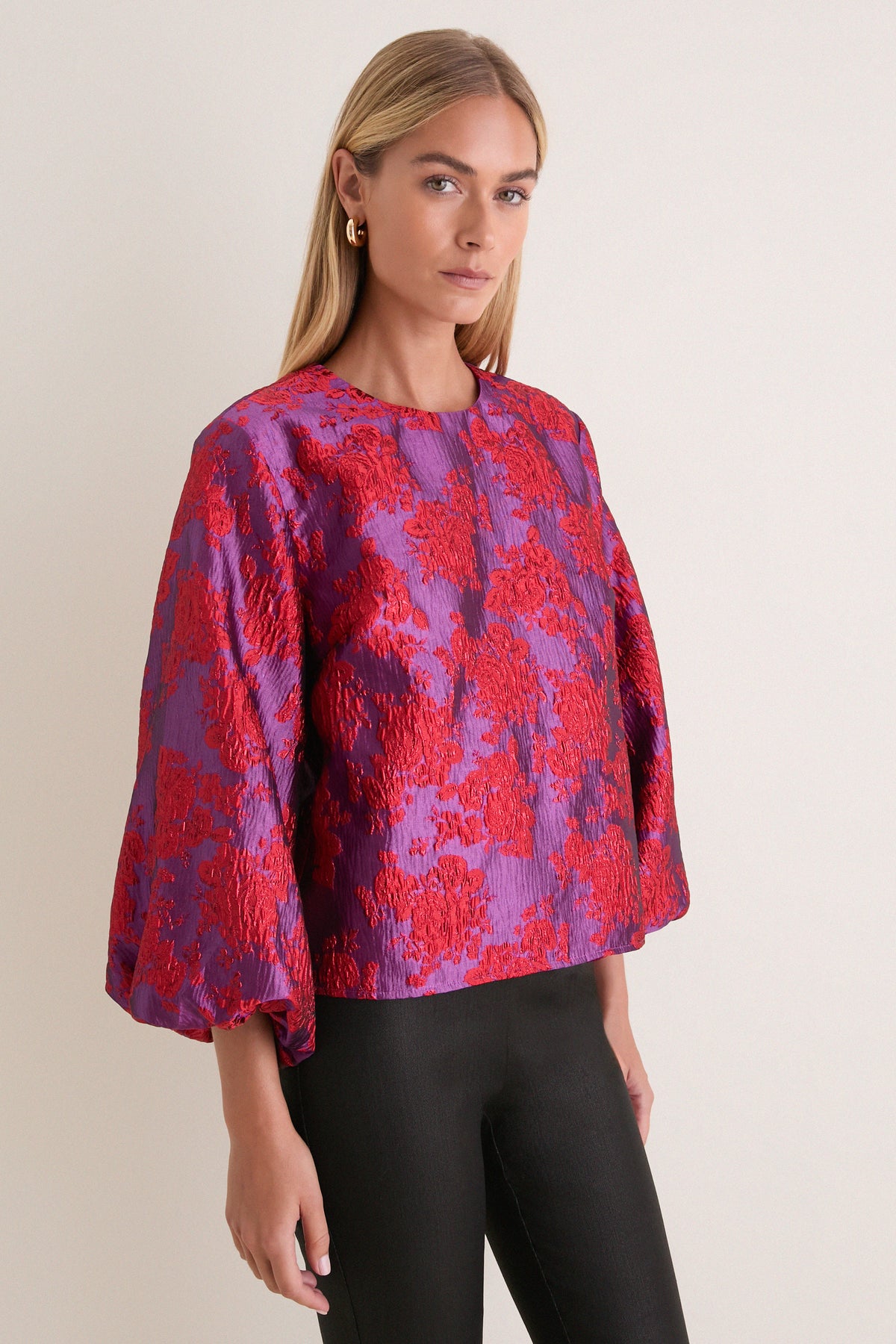 Purple & Red Jacquard Janie Blouse