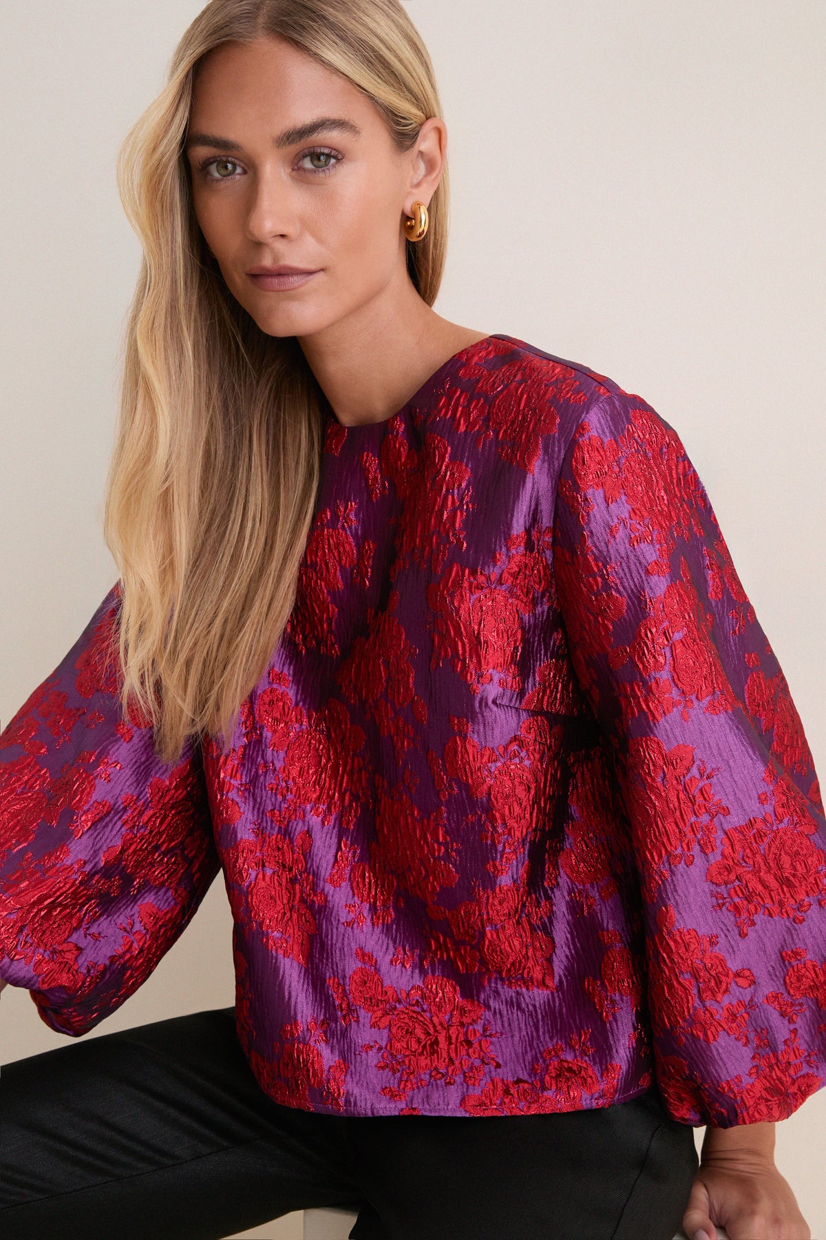 Purple & Red Jacquard Janie Blouse