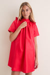 Red Taffeta Embellished Ashton Bow Dress