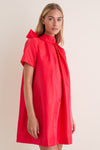 Red Taffeta Embellished Ashton Bow Dress