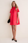 Red Taffeta Embellished Ashton Bow Dress
