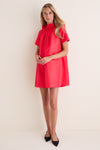 Red Taffeta Embellished Ashton Bow Dress